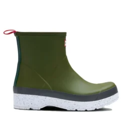 Bottes De Pluie Hunter Femmes Original Play Short Speckle Scottish Moss Green Spurrey Blanc