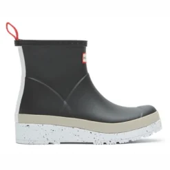 Bottes En Caoutchouc Hunter Women Play Short Speckle Black Steall Grey Spurrey White